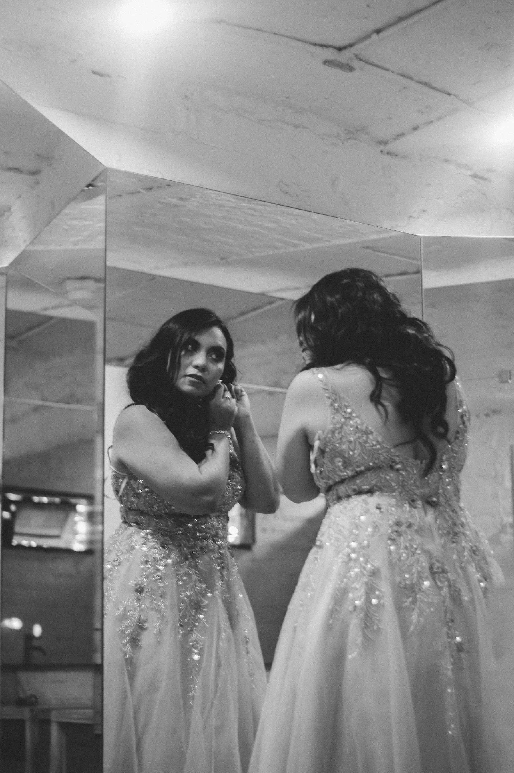 Retrato en blanco y negro durante Getting Ready.